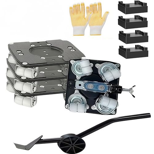 Heavy-Duty Furniture Dolly 8-Wheel Furniture Moving Tool Carbon Steel Deck Heavy-Duty Dolly Furniture Lifter Universal 360° Swivel Wheels Maximum Load Capacity: 2,800 lbs