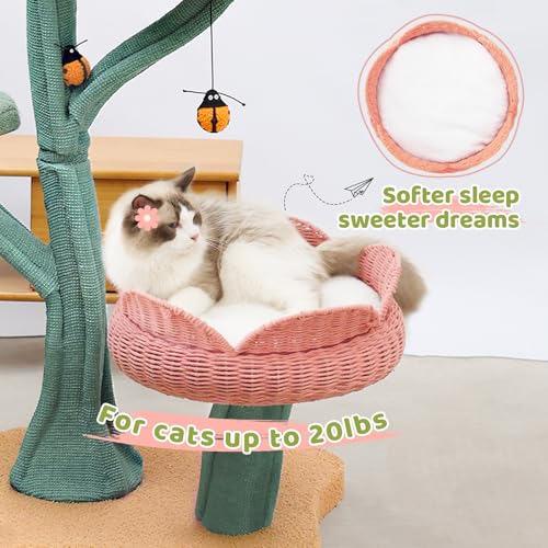 Árbol para Gatos Grande con Diseño de Tulipán Fleece 47.8 pulgadas miniatura 3