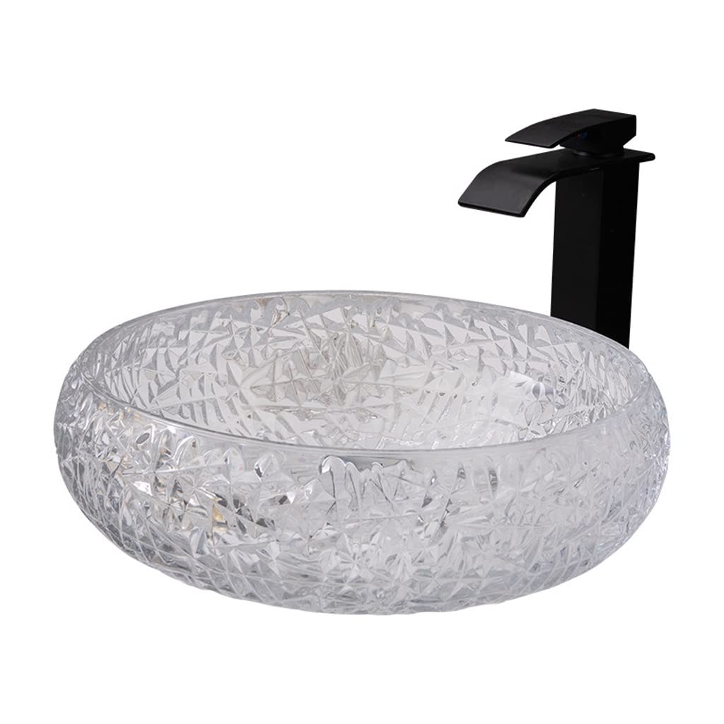 AYCDL Vanity Sink Basin Bathroom Vessel Sink Small Bathroom Vanity Sink Bathroom Glass Sink Bathroom Vessel Vanity Sink Bowl with Faucet Combo Bathroom Vanity,B