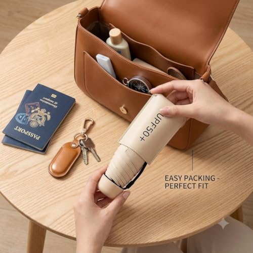 Image of ๐ช๐ข๐ข๐ ๐ญ๐ฌ UV Travel ๐ ๐ถ๐ป๐ถ ๐๐ผ๐น๐ฑ๐ถ๐ป๐ด Ultra Compact pastel ๐จ๐บ๐ฏ๐ฟ๐ฒ๐น๐น๐ฎ with Case, Manual Open ๐ฒ ๐ฅ๐ถ๐ฏ๐ Lightweight ๐ฃ๐ผ๐ฟ๐๐ฎ๐ฏ๐น๐ฒ, Small Sun & Rain ๐ฃ๐ผ๐ฐ๐ธ๐ฒ๐ ๐จ๐บ๐ฏ๐ฟ๐ฒ๐น๐น๐ฎ for Men and Women- Use in ๐ฅ๐ฎ๐ถ๐ป & ๐ฆ๐๐บ๐บ๐ฒ๐ฟ