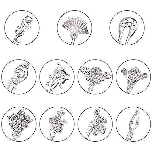 Duufin 22 Pieces Hair Sticks Vintage Hair Pins Chinese Hair Chopstick Retro Hair Fork for Women, Sliver