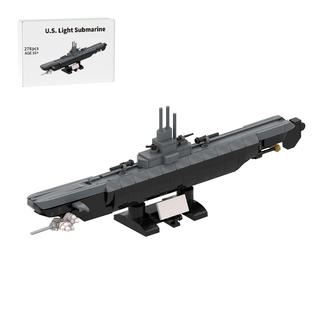 1/300 Technik Okręty podwodne wojskowe, U-Boote z klocków MOC Okręty wojenne, 276 części Technik okręty wojskowe klocki konstrukcyjne zabawka kolekcjonerska