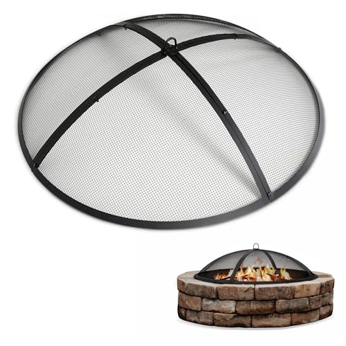 SUNCREAT Spark Screen Fire Pit Screen 36 Inch Round with Handle Heavy Duty Mesh Cover Fire Pit Lid for Outdoor Patio Backyard Camping Beach Poker Not Included 36 Inch