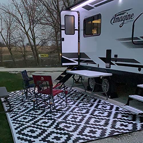 Urbest Outdoor Camping Mats Rugs Reversible Waterproof Rv Deck Porch Plastic Rugs Black-White 4X6 Feet #TOP6