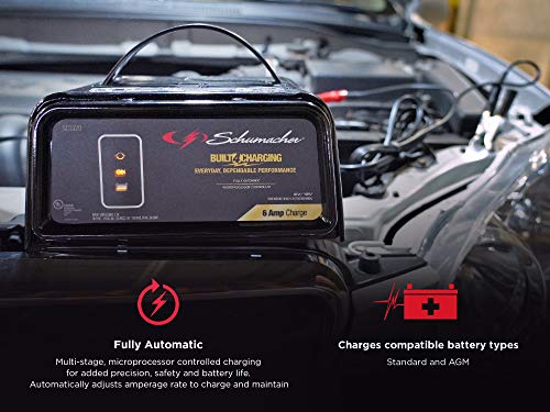 Schumacher SC1320 Fully Automatic Battery Charger, Maintainer, and Auto Desulfator 6 Amp/2 Amp, 6V/12V - For Cars, Trucks, SUVs, RVs - Thumbnail 3