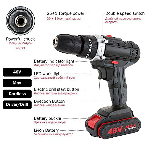 SHZICMY 21V Akkuschrauber Akku-Bohrschrauber Bohrhammer Bohrmaschine Schlagbohrmaschine Schlagbohrschrauber 25N·m 1350 U… – Bild 5