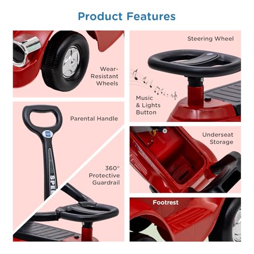 Image of Mee Mee Swift Cruze Baby Ride-On Car - Safe, Fun, and Interactive Ride-On Toy for Kids Aged 1-3 Years with Music, Lights, and Storage (Red)
