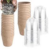 Vasi da Semina con Cupola | 30 Pezzi Contenitori Di Torba Traspiranti E Leggeri,Vasi Da Vivaio Con Fori Drenanti - per Fiori Ortaggi e Piante Crescita Trapianto Coltivazione Giardino Attività Esterno