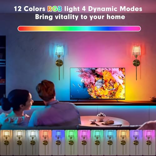 Image of NYRWANA Pack of 2 Rechargeable Modern LED Wall Lamp with Remote Control, 3 Color Temperature, Dimmable Brightness, Timer Function, Wireless Wall Light for Bedroom, Living Room, Bedside Decor (Glass)