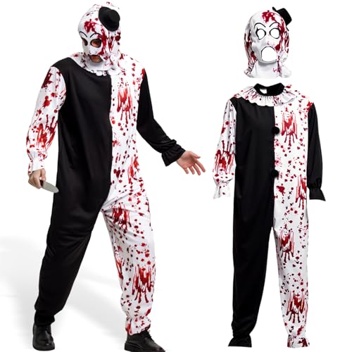 DUOLAM Halloween Disfraz Payaso Asesino: Disfraz de Payaso Art,