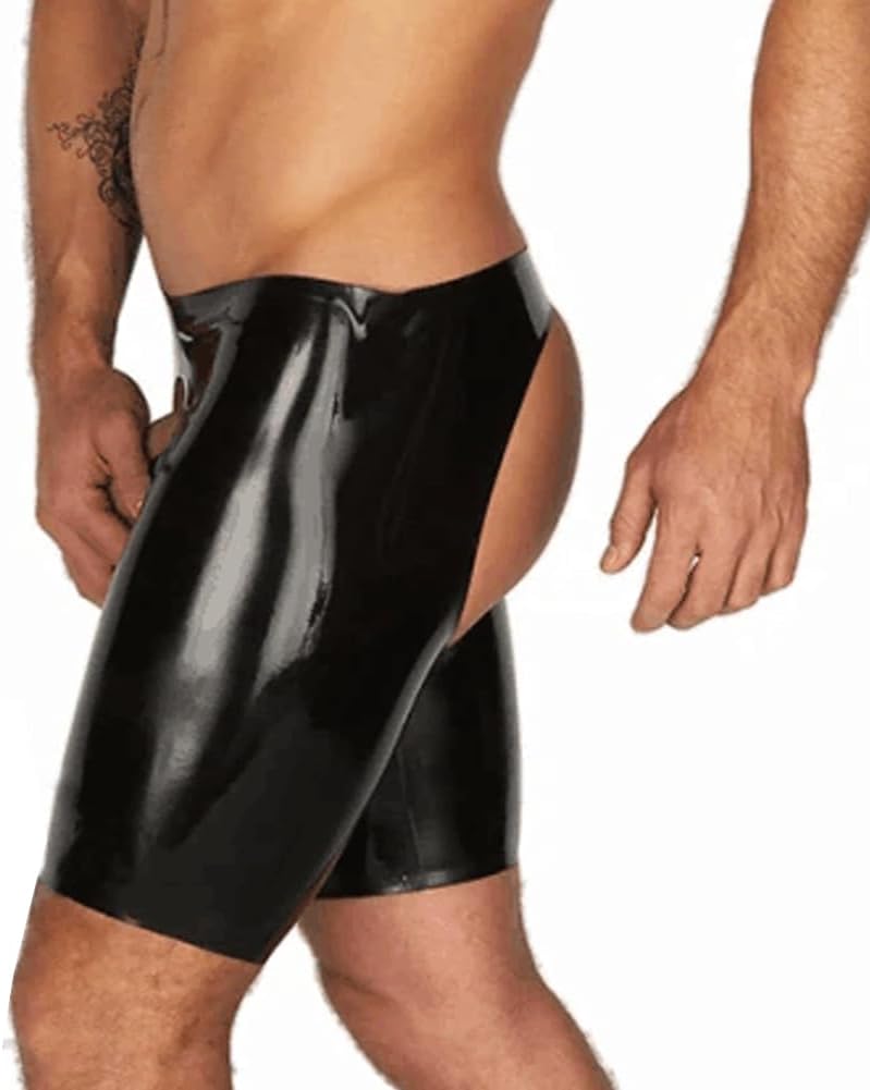 EXLATEX Men's Latex Panties Rubber Chaps Briefs Boxer Shorts Underwear