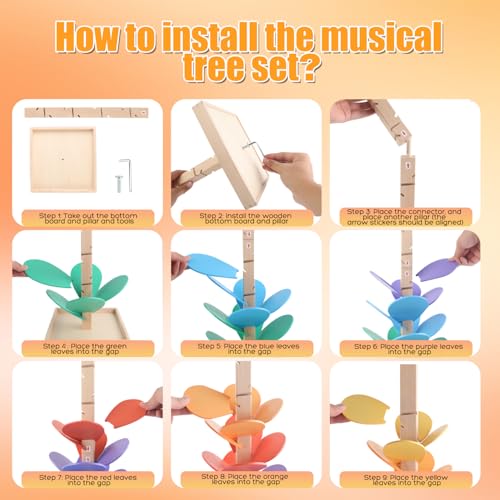 image for RECEKA Marble Run Wood Ball Drop Toy for Kids 3-5 Toddlers Wooden Musi