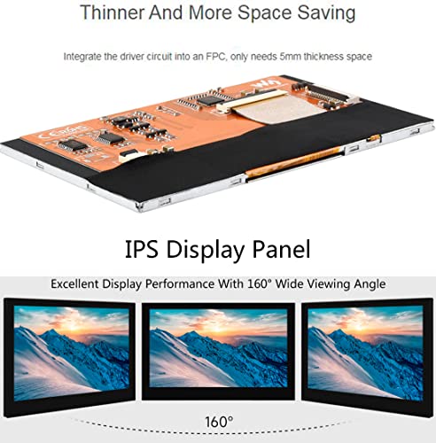 Image of waveshare 4.3inch Touch DSI Display 800 x 480, IPS Screen, 5-Point Capacitive Touch LCD,Compatible with Raspberry Pi 4B /3B+ /3A+ /3B /2B /B+ /A+, Compute Module3 /3+ /Compute Module 4