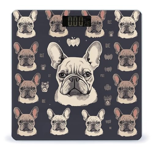 Báscula digital para baño con diseño de Bulldog Francés