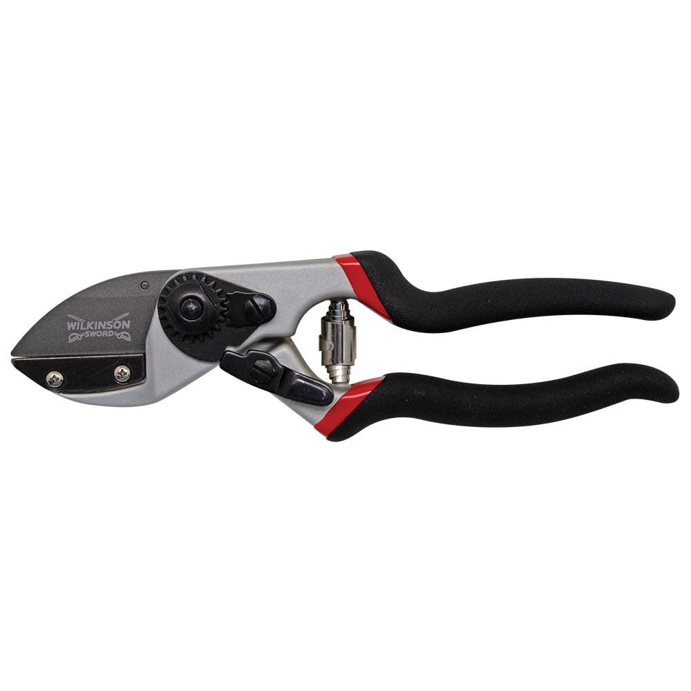 Wilkinson Sword Bypass Pruner, Anvil Head, Graphite Non-Stick Coated Blades, Dual Textured Grip (Anvil Pruner)