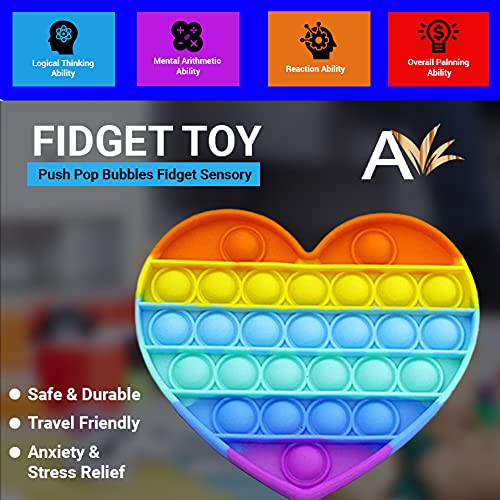 Avilana Silicone Fidget Toy, Push Pop Bubbles Fidget Sensory Toy for Stress Relieve, Pop Pop Fidget Toys Great for Kids with Anxiety, Autism, and Stress Reliever (1 Pack-Octagon (Rainbow)) - Thumbnail 6