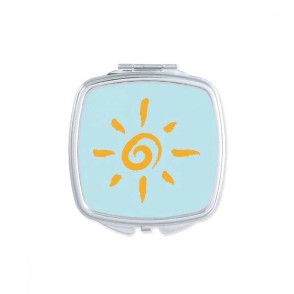 Miroir de poche à la main carré portable pour maquillage jaune soleil