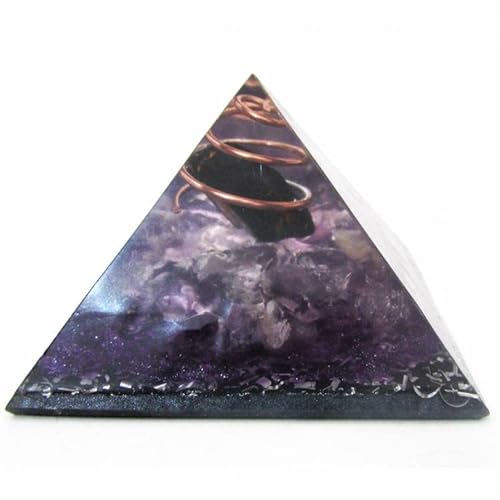 Orgonite Pirâmide Transmutação Ametista Turmalina Negra 7 cm (Violeta)