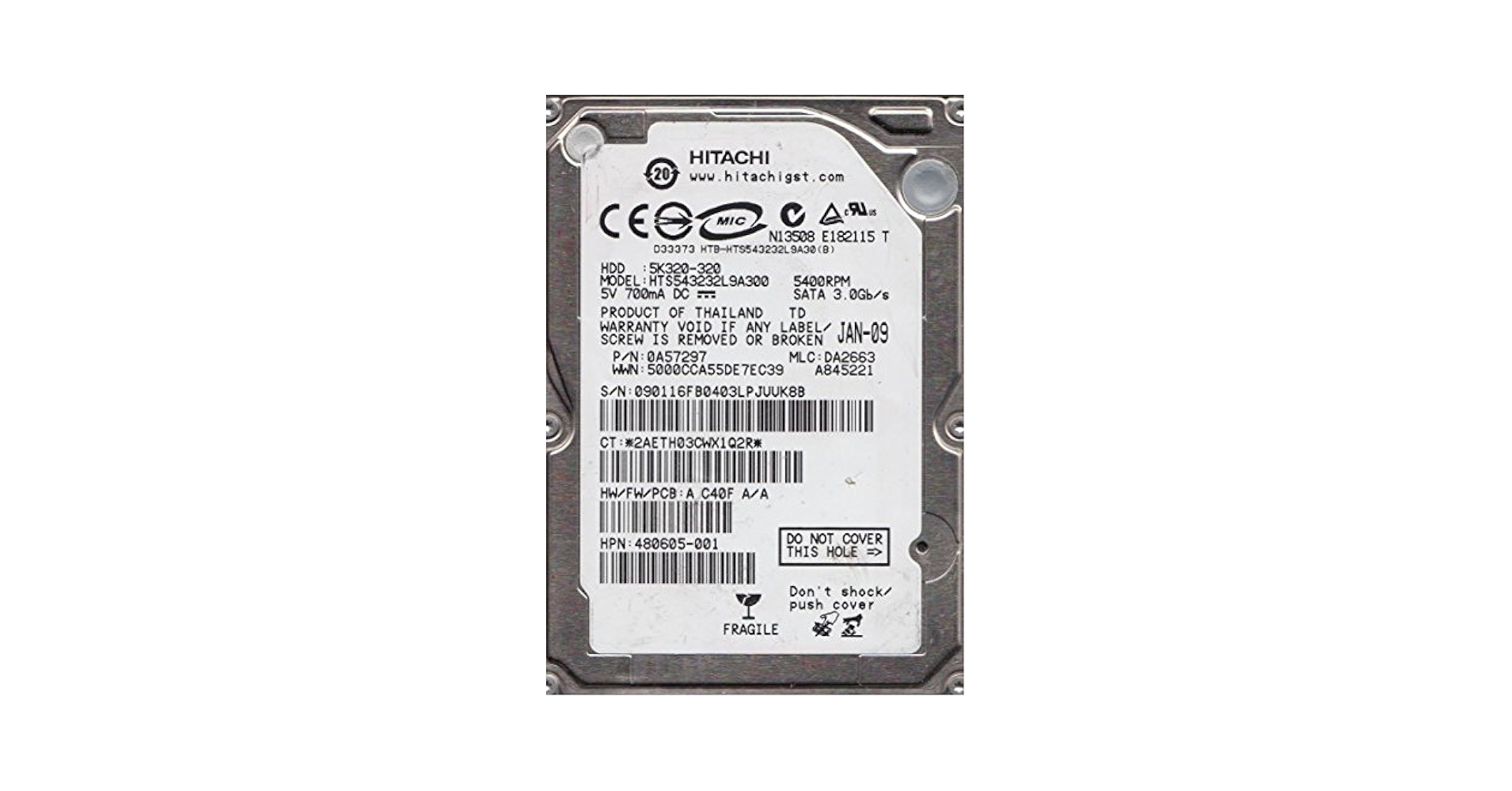 Hitachi HTS543232L9A300 TravelStar 320GB 5400 RPM 8MB Buffer SATA-II 7-pin 2.5 Inch Hard Drive. [並行輸入品] Hitachi HTS543232L9A300 TravelStar 320GB 5400 RPM 8MB Buffer