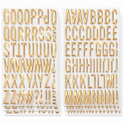6 Sheets Gold Puffy Letter Stickers 3D Foam Alphabet Stickers Sticker for Scrapbooking Letter Sticker Self-Adhesive for Grad Cap Decorations