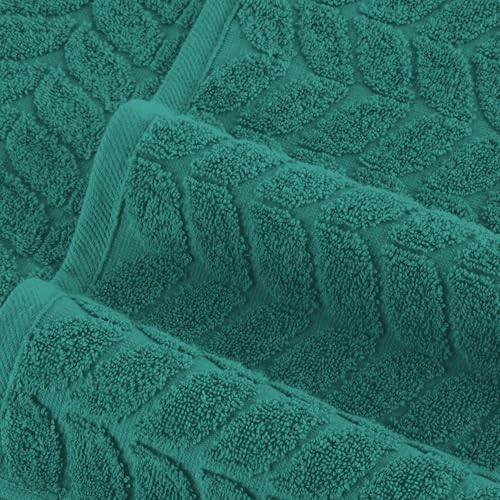 Image of Elegant Comfort Luxury 6-Piece 100% Turkish Cotton Jacquard Braided Textured Premium Hotel Quality Towel Set- Soft and Absorbent, Includes 2 Bath Towels, 2 Hand Towels and 2 Washcloths, Turquoise