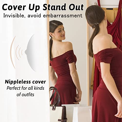 Shintrend Nipple Cover for Women: Silicone Breast Lift Pasties 5.1inch Reusable Adhesive Sticky Bra with Bob Tape2