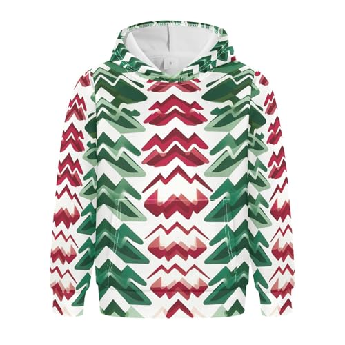 Kids Hoodies Sweaters Christmas Xmas Trees Hooded Sweatshirts with Big Pockets for Boys Girls B0400316
