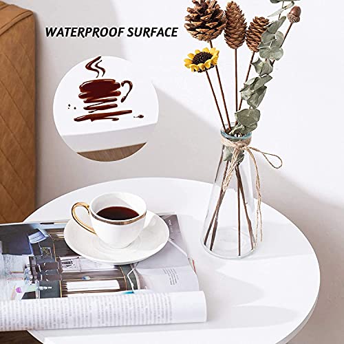 Image of Foldable Round Shaped Side Table /Tea Coffee Breakfast Table (Black-White, Engineered Wood)
