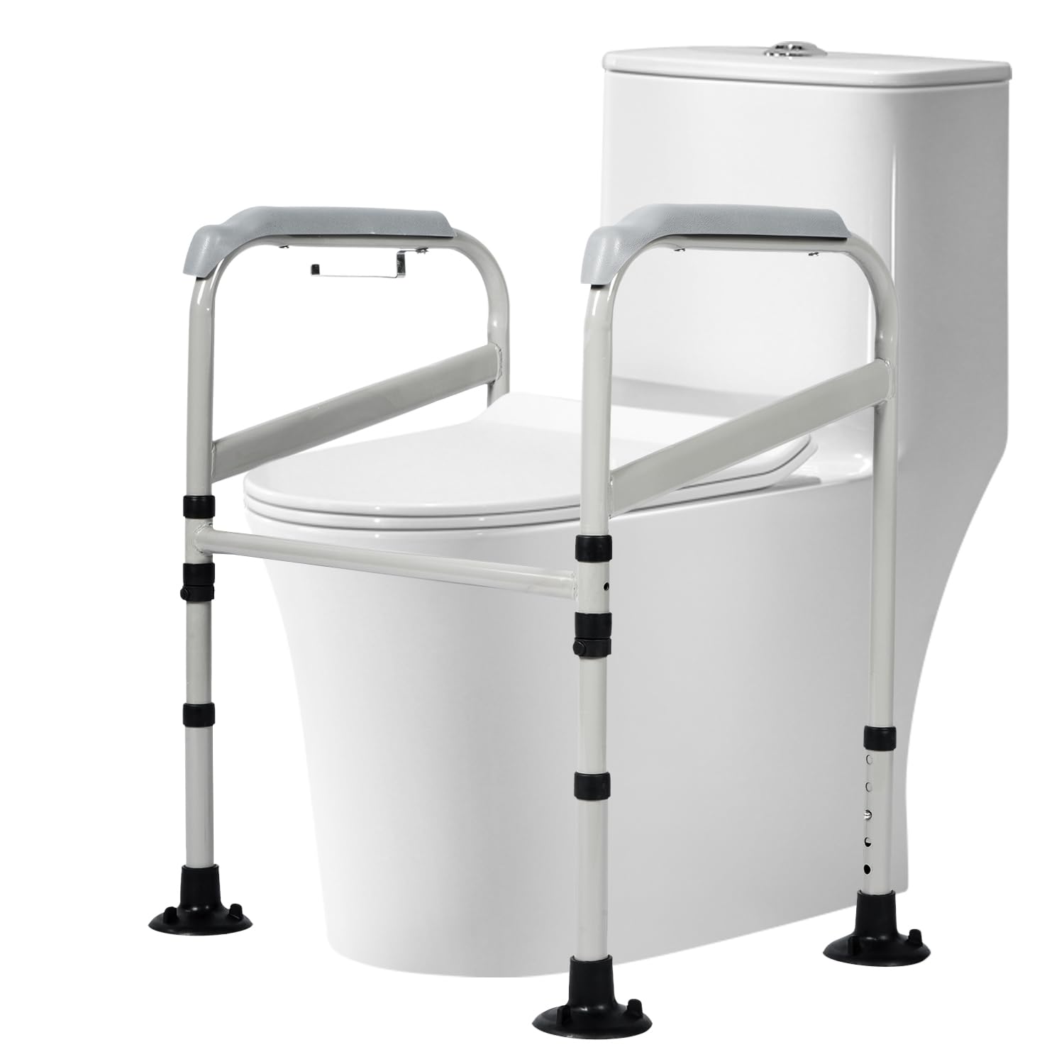 MYOYAY Soporte de inodoro sin taladrar, altura ajustable, ayuda para levantarse de inodoro para personas mayores, soporte antideslizante para inodoro con gran ventosa