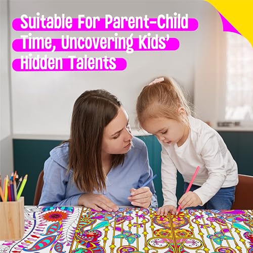 Image of Giant Coloring Poster, Large Plant Coloring Activity Paper 75 inch x 31 inch Jumbo Size Versatile Paper DIY Painting Drawing Banner /Tablecloth for School Group Family Art Craft Activities Decoration