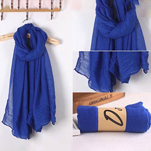 foshan Lenço feminino de cor lisa longo vintage de algodão e linho, xale grande Hijab elegante