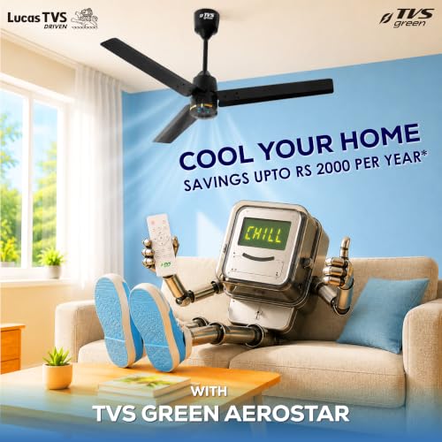 Image of Aerostar 1200MM BLDC Ceiling Fan with Remote | 5 Star | iDrive Technology | Powerful Breeze | LED Speed Indicator | Sleek Design | Energy Saving | 3 Year Warranty | Carbon Black