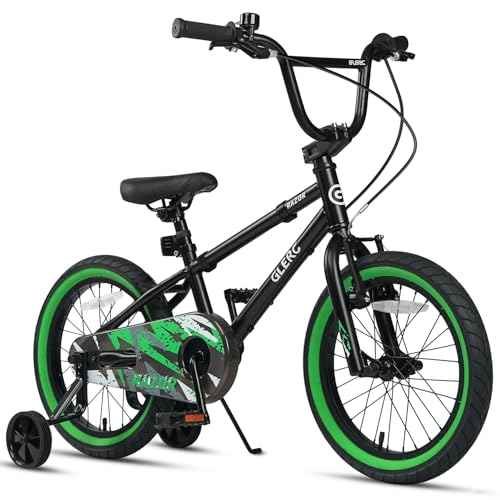 Glerc（グレーク）RAZOR子供用自転車14・16インチ かっこいいBMXスタイルハンドル 幼児小学生低学年男の子女の子 取り外しできる補助輪付き チェーンガード サイドスタンド お尻が痛くない柔らかい高さ調整可能サドル カラーリング付きファットタイヤ多色展開