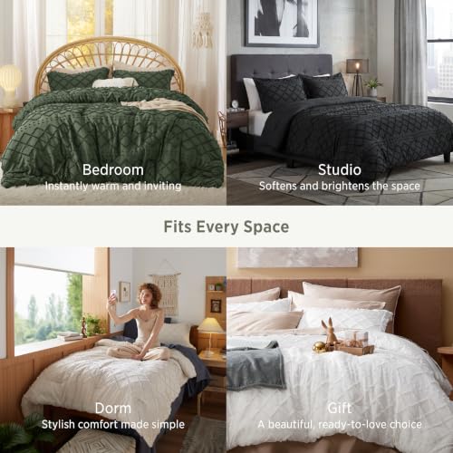 Image of Bedsure King Comforter Set - White Comforter, Boho Tufted Distressed Vintage Bedding for Kids, 3 Pieces Farmhouse-Style Bed Set for All Seasons, Fluffy Soft Bedding with 2 Pillow Shams