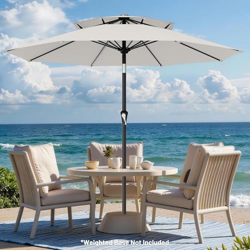 Image of AreShark 10ft 2 Tiers Patio Umbrella - Outdoor Umbrella Waterproof UV Protection, Market Table Umbrella w /Push Button Tilt&Crank for Pool, Porch, Garden(Ivory)