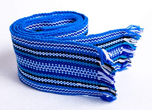 Ukrainian Hand Woven Homespun Cossack Belt Blue KRAYKA for Vyshyvanka2