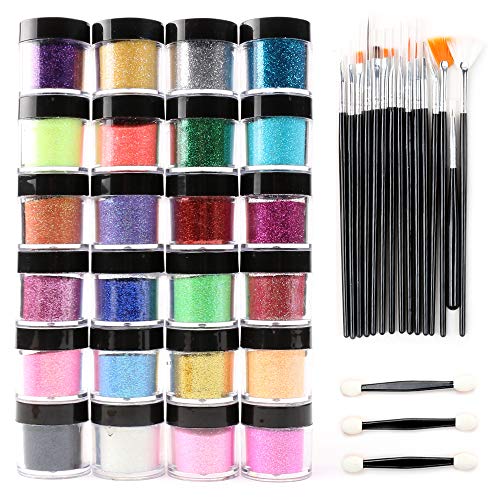 24 Color Glitter Powder Dust Nail Art glitter powder Tips decoration Jumbo Size