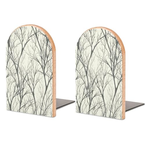 Sujetalibros de madera moderno universal económico con silueta calada decorativa para estantes 2