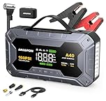 8000A & 160PSI Booster Avviamento Auto con Compressore Aria Portatile, Avviatore Batteria 27000mAH(Tutti Gas 12L Diesel)Jump Starter con 600LUMEN,Ricarica USB-C AIMAPOW