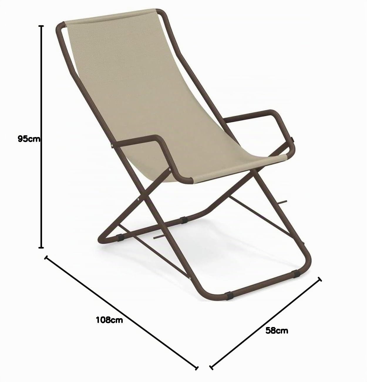 Emu Bahama Sdraio Oscillante Pieghevole Art. 170 Colore Marrone d'India 41 Telo in Textilene Colore Beige