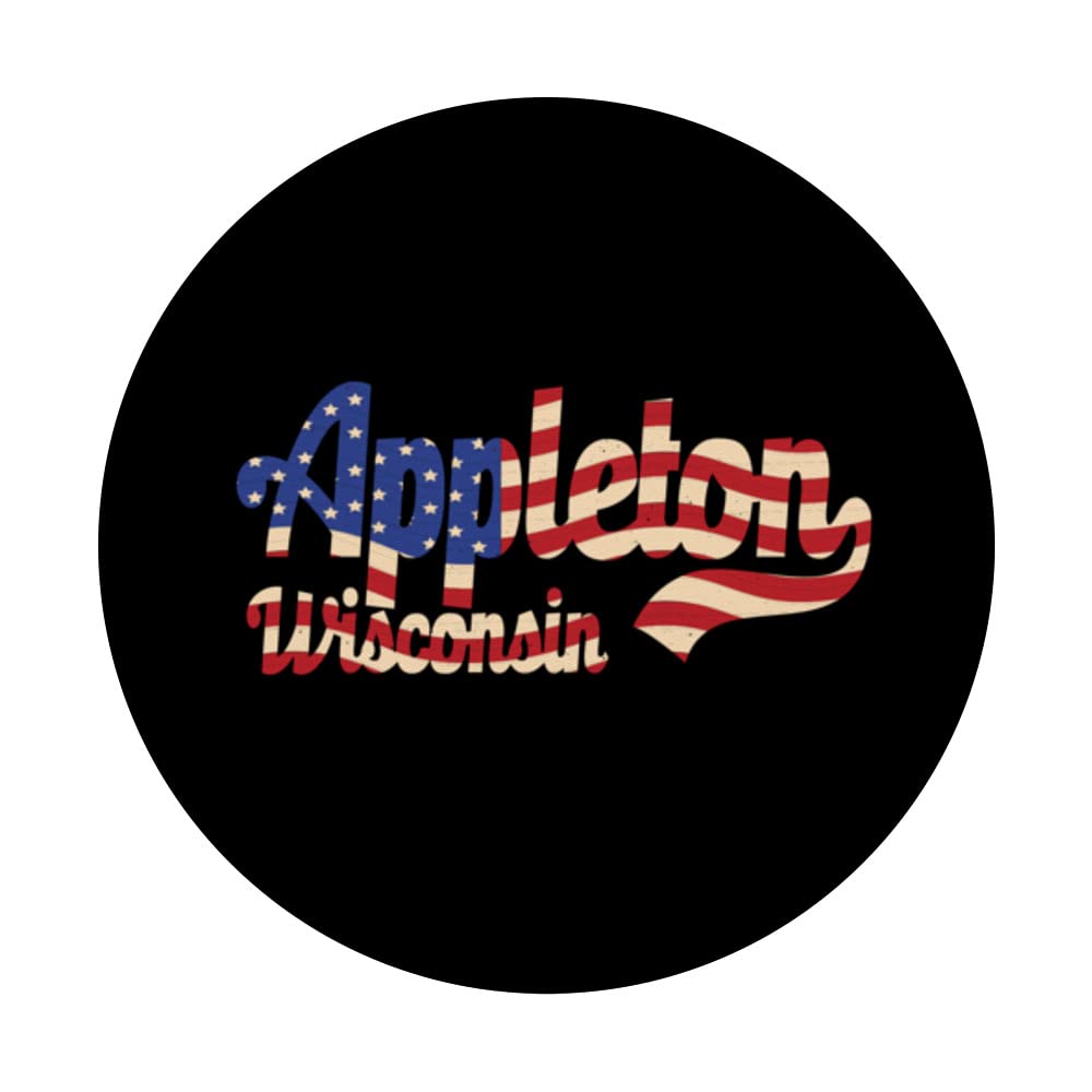 Appleton City Wisconsin American Flag PopSockets Swappable PopGrip, Black - Image 3