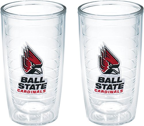 Tervis Made in USA Double Walled Ball State Cardinals Insulated Tumbler Cup Keeps Drinks Cold & Hot, 16oz 2pk, Emblem