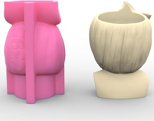 Miniatura 8 de Bowknot Girl Flower Pot Molde de silicona Molde de concreto Candelabro de resina Molde de bricolaje para macetas suculentas Moldes de decoración de