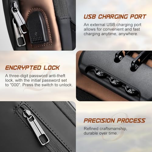 Anti-Theft Unisex Crossbody Sling Bag, Large Capacity Waterproof Travel Crossbody Bags, Pu Leather Shoulder Sling Bags3