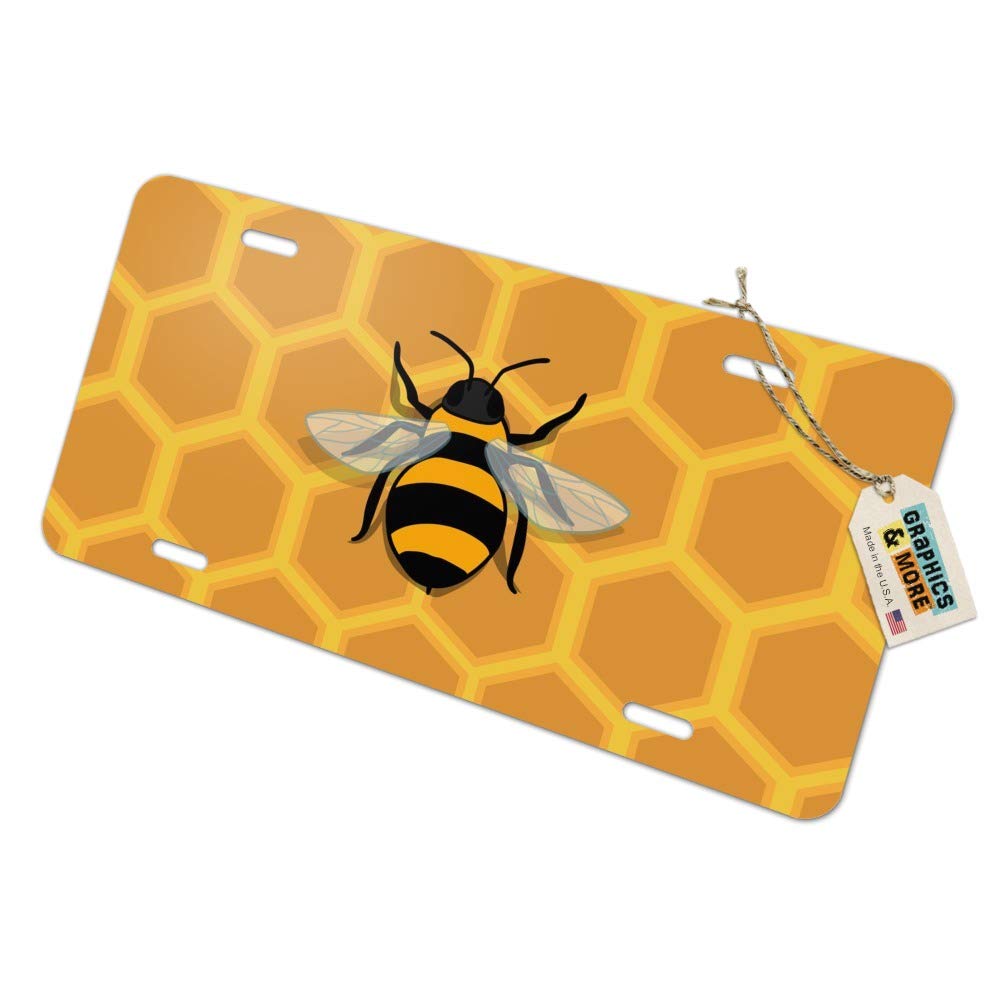 GRAPHICS & MORE Bee on Honeycomb Novelty Metal Vanity Tag License Plate