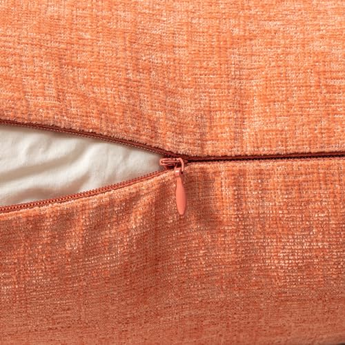 Image of MIULEE Pack of 2 Couch Throw Pillow Covers 16x16 Inch Soft Coral Red Chenille Pillow Covers for Sofa Living Room Spring Home Decor Couch Solid Dyed Cases