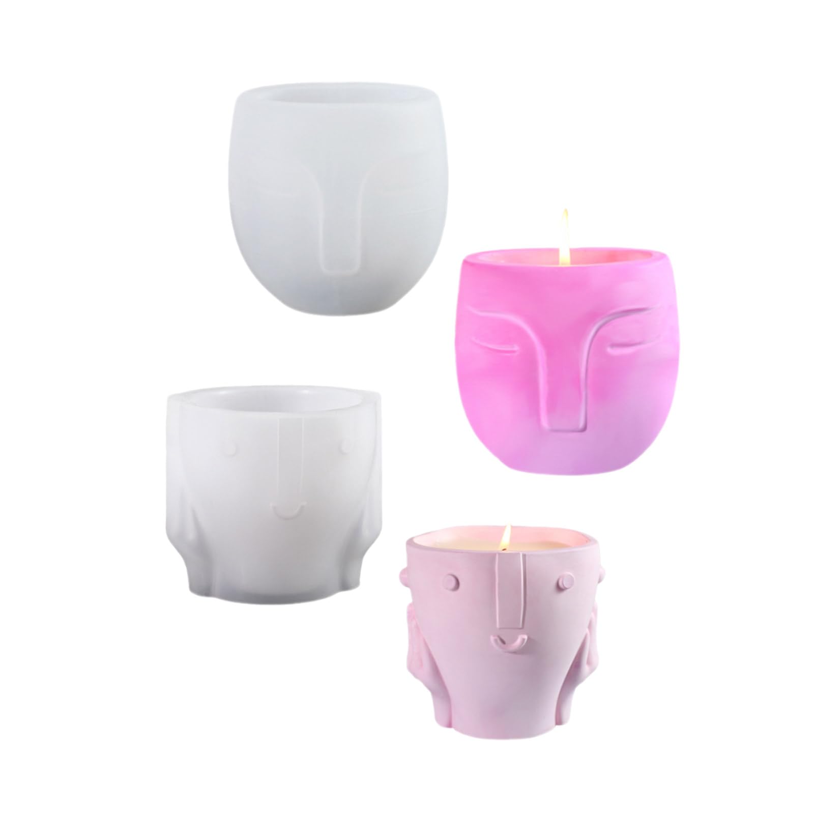 Moule en silicone pour vase de fleurs haut de gamme et ornements en béton de forme visage