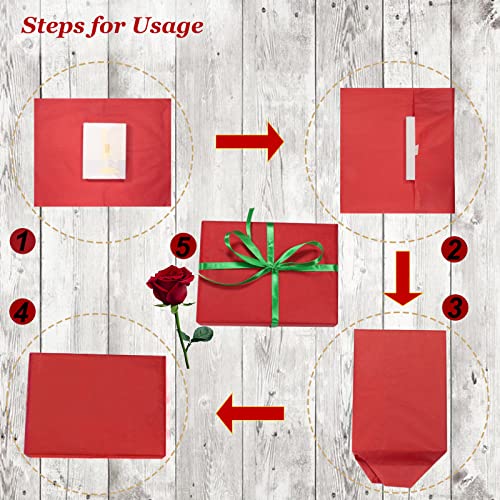 Image of 100 Sheets Red Tissue Paper Artdly 14 x 20 Inches Red Wrapping Paper Bulk for Weddings Birthday DIY Project Wrapping Crafts Decor