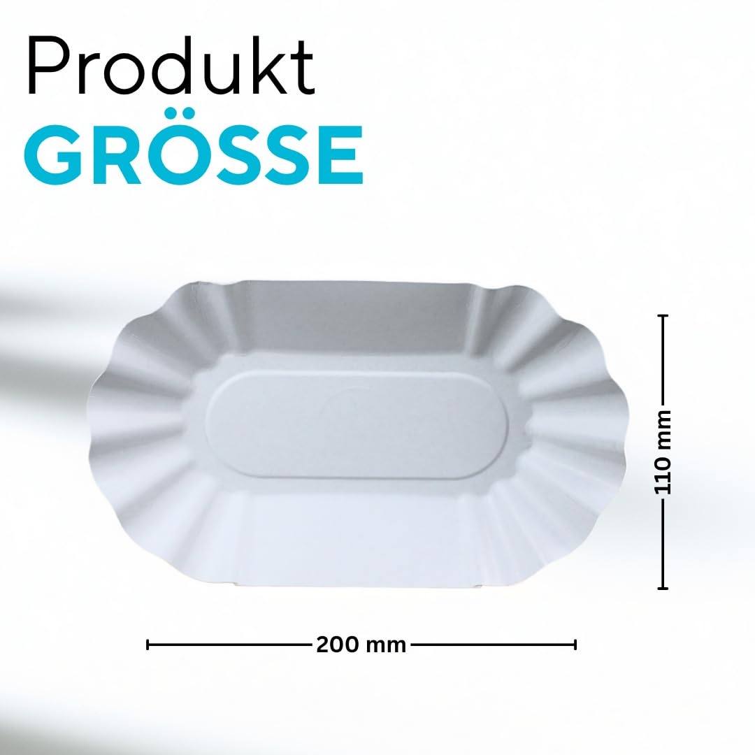 Enpack Einwegteller/Pappteller weiß KU1 11 x 20 x 3 cm Pommesschalen, Kuchenteller aus Papier - Partygeschirr Einweg Papierteller geeignet für Geburtstag oder Grillfest (KU1, 1000, stück)