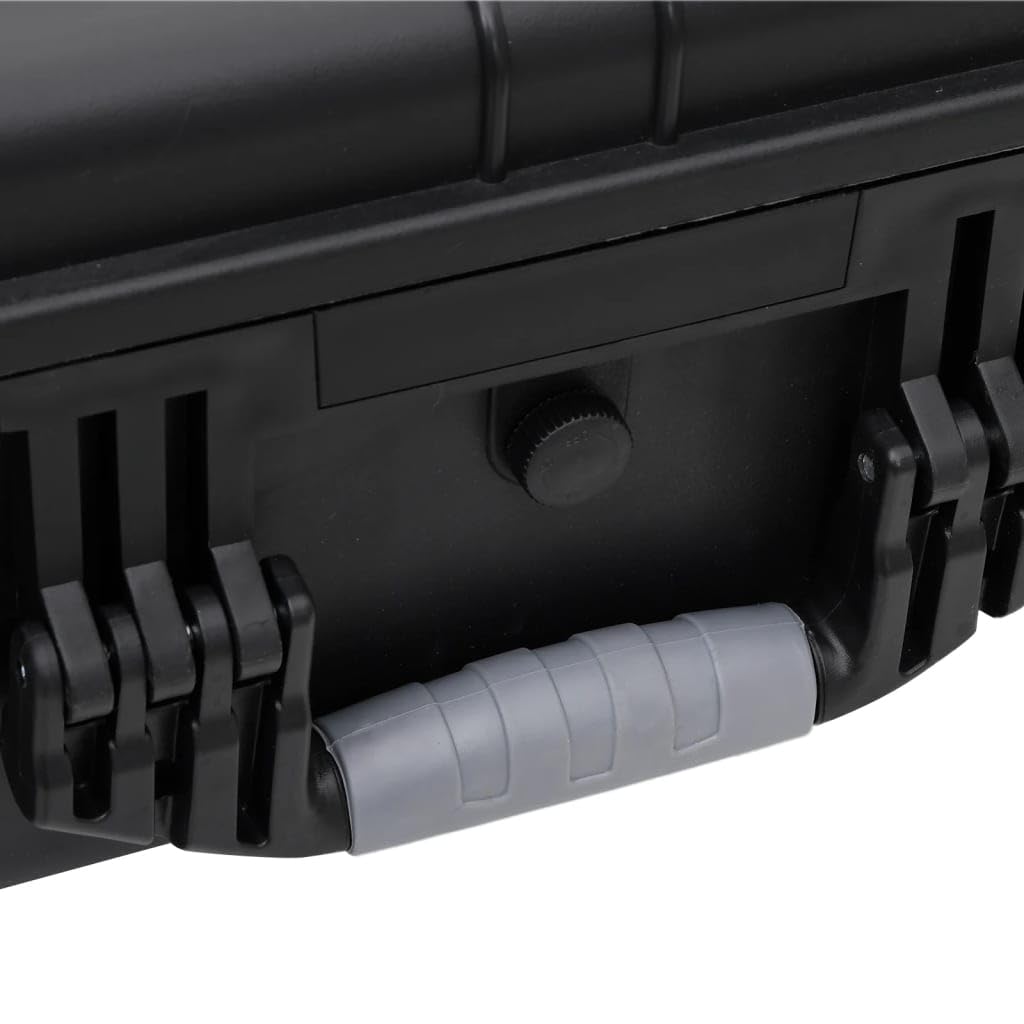 vidaXL Maletín de Vuelo, Estuche con Asa Ruedas, Maleta de Seguridad para Viaje, Maletín de Protección con Espuma, PP Negro 63x50x23 cm